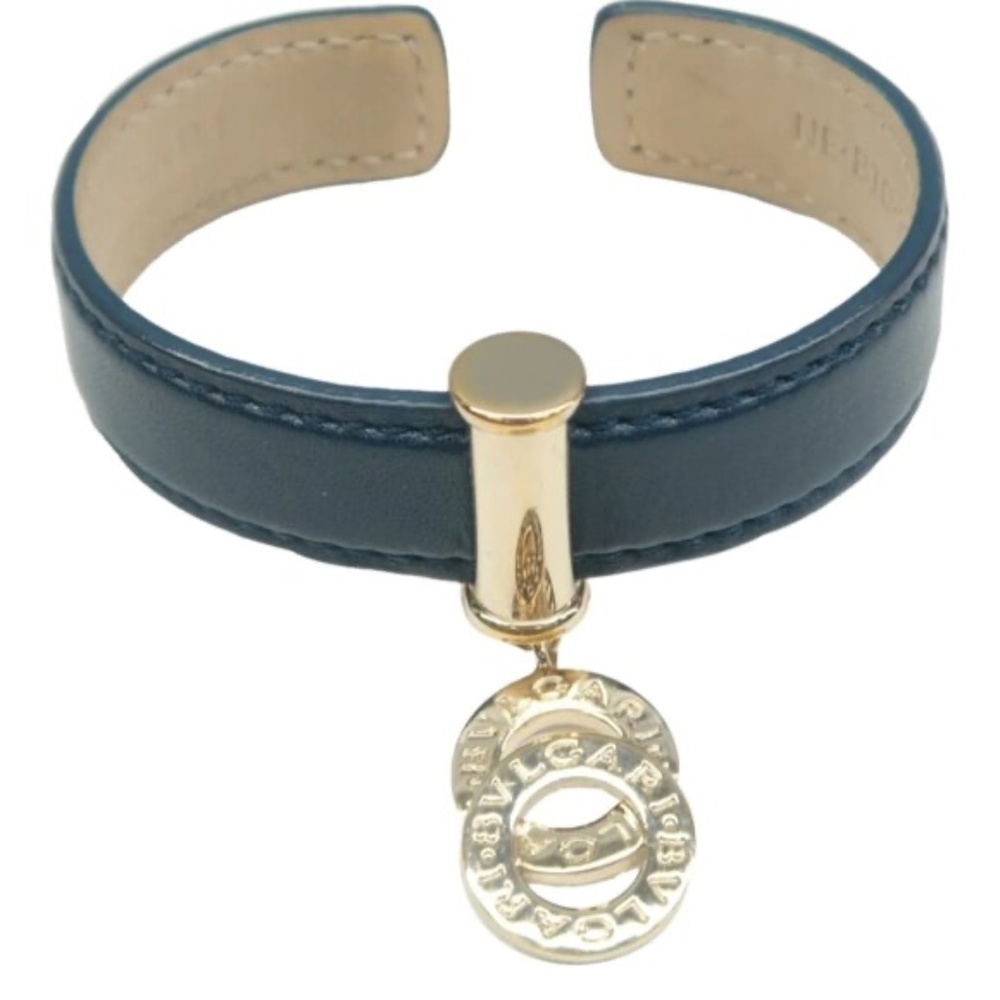 100% Authentic BVLGARI Leather Tag Cuff Bracelet - Picture 1 of 12